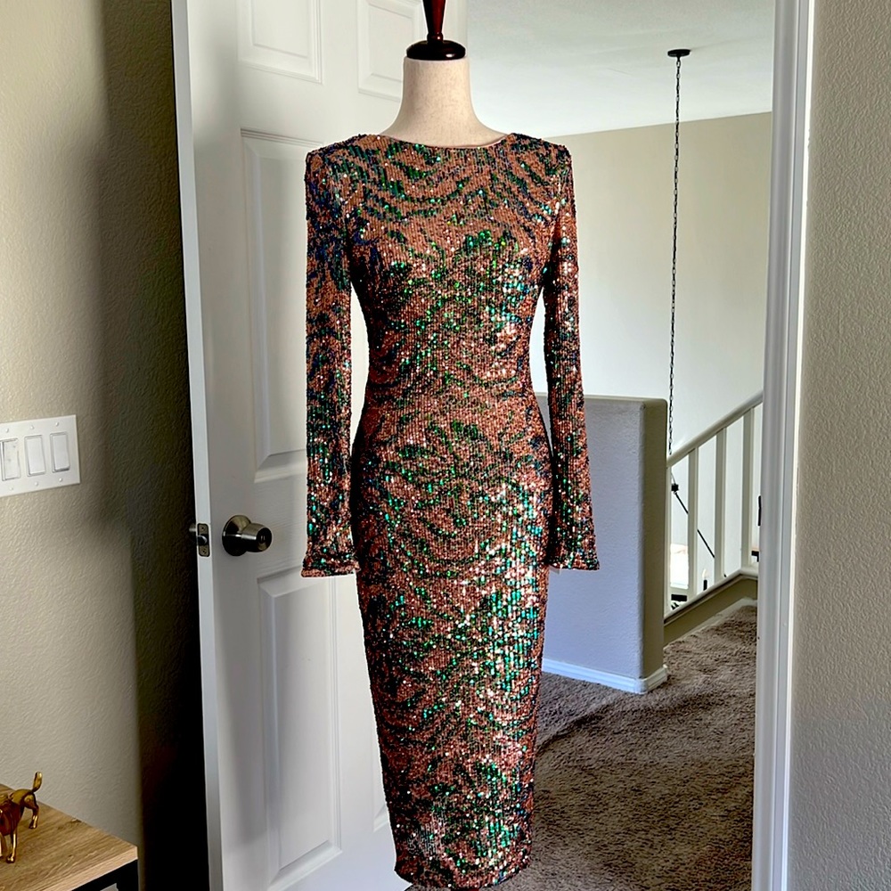 Dress the Population Black Label Sequin Cocktail Dress - Size M - NWT